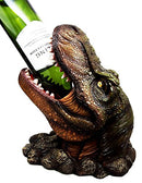 Ebros Gift Prehistoric Dinosaur T-Rex Head Wine Bottle and Salt Pepper Shakers Holder Figurine Set