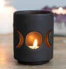 Pack Of 2 Wicca Triple Moon Goddess Black Ceramic Tea Light Votive Candle Holder