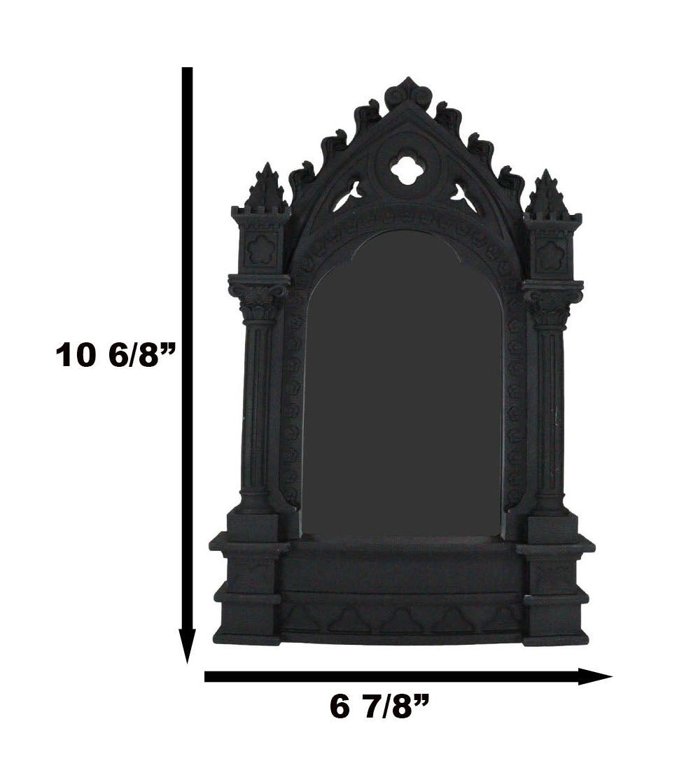 Medieval Gothic Cathedric Desktop Or Wall Vanity Dresser Mirror Plaque Decor