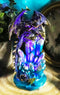 Purple And Gold Cosmic Dragon On Blue Crystal Stalactite Rock LED Light Statue