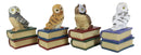 Wisdom Of The Forest Bibliography Owls Sitting On Books Figurine Owl Set Decors