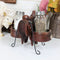 Country Western Cowboy Horse Saddle Silver Conchos Salt Pepper Shakers Holder