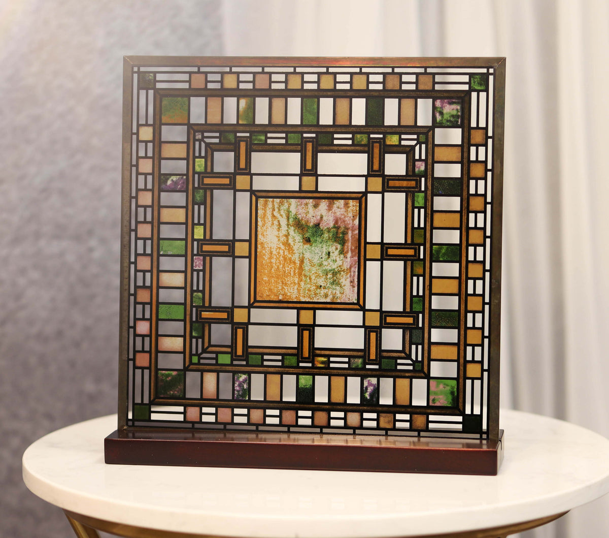 Frank Lloyd Wright Martin House Pier Laylight Stained Glass Wall Desktop Plaque