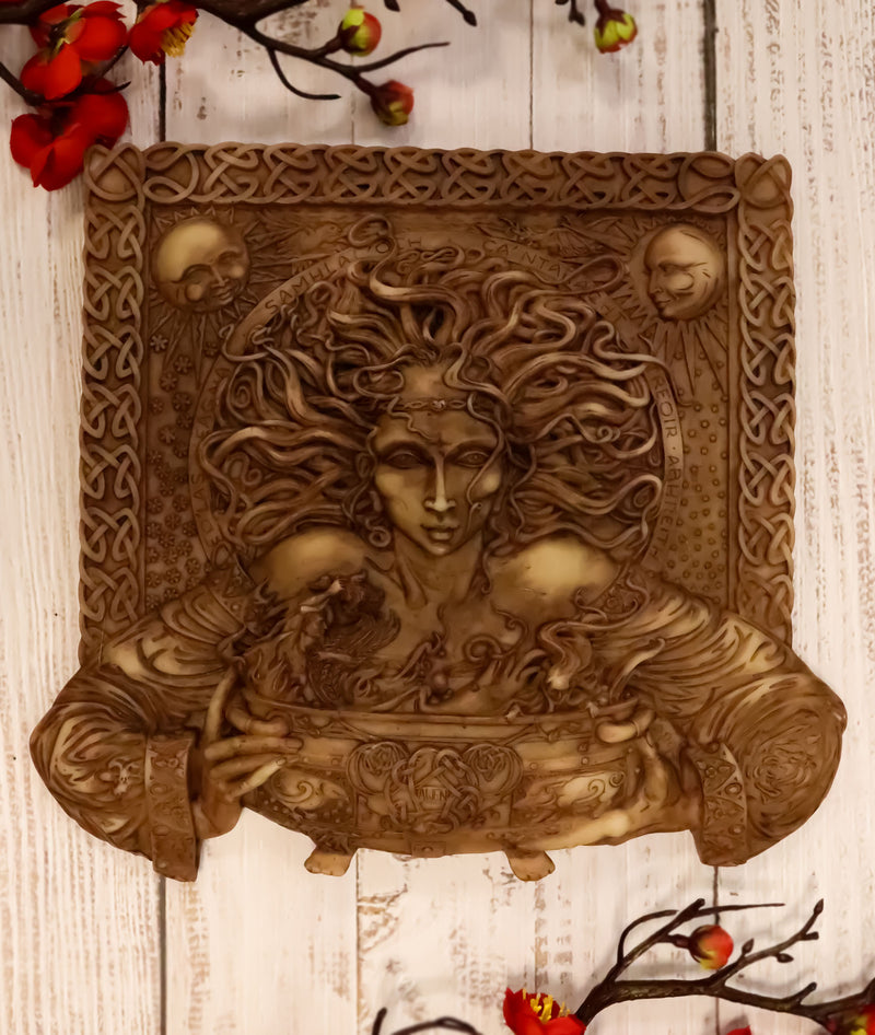 Ebros Goddess of Rebirth Cerridwen Magical Potions Cauldron Hanging Wall Plaque