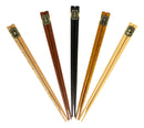 Reusable Bamboo Multi Tone Wooden Grain Colors Set of 5 Chopsticks Pairs In Box