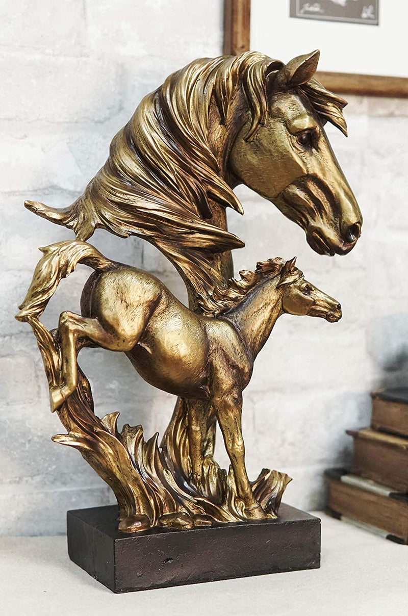 Ebros Large 15" H Wild Stallion Horse Bust Statue On Museum Style Pedestal Base