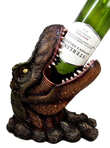 Ebros Prehistoric Dinosaur Tyrannosaurus Rex Head 10.75"H Wine Bottle Holder Figurine - Ebros Gift