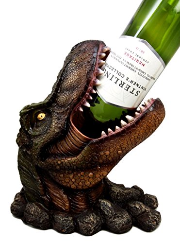Ebros Prehistoric Dinosaur Tyrannosaurus Rex Head 10.75"H Wine Bottle Holder Figurine