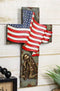 Patriotic Battlefield Kneeling Soldier In Prayer With American Flag Wall Cross