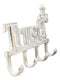 Cast Iron Rustic White Le Fleur Cross with Trust Letters Sign 4 Pegs Wall Hooks
