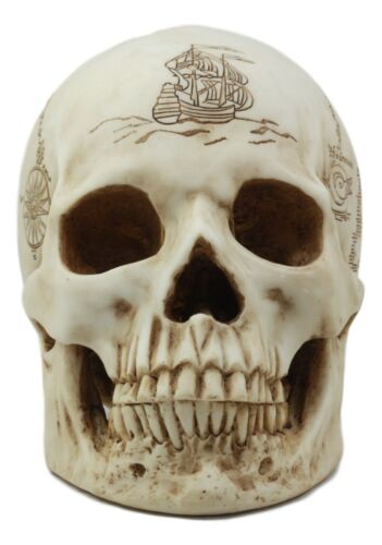 Ebros Pirate Captain Jack Sparrow Cartography Lost Treasure Map Skull Statue Relic