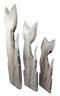 Balinese Wood Handicraft Striped Ears Feline Cat Family Set of 3 Figurines 20"H