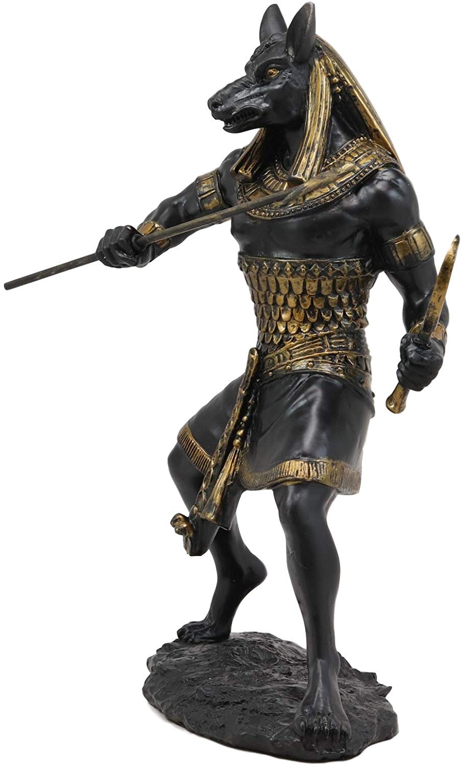 Egyptian Deity Seth Holding Khopesh Sickle Blade And Was Scepter Statue Decor - Ebros Gift
