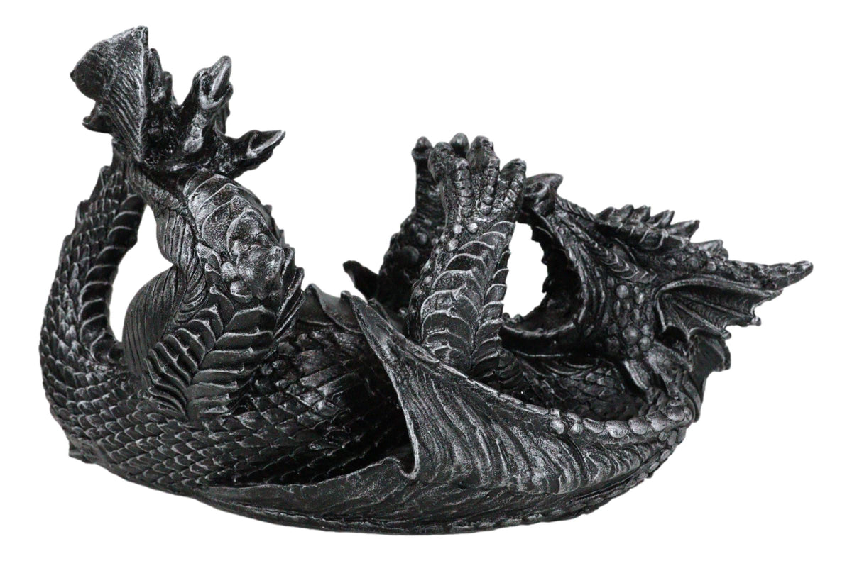 Ebros Gift Black Saurian Armored Dragon Decorative Wine Holder Rack Figurine 12" Long - Ebros Gift