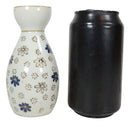 Japanese 7oz Blue White Sakura Cherry Blossoms Sake Flask With Four Cups Set