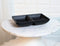 Ebros Pack of 6 Contemporary Matte Black Jade Melamine Condiments Dipping Bowl or Dish With Divider 2 Partition Compartments