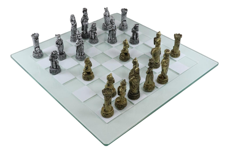 Ebros Cats Versus Dogs Chess Set Resin Character Pieces With Glass Board Set