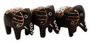 Balinese Wood Handicrafts Jungle Tribal Elephant Miniature Figurines Set 2"L