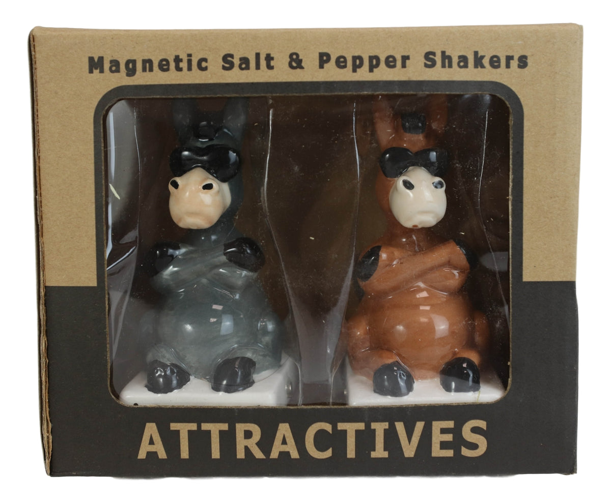 Ceramic 'A Couple Of Badasses' Donkeys With Shades Pepper Shakers Figurine Set