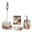 Nautical Red Coastal Reefs Sea Shells Accessories Bathroom Vanity Gift Set 5Pc