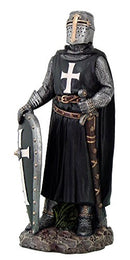 Ebros Crusader Knight in Full Shield and Sword Armor Figurine 11.5 Inch Tall