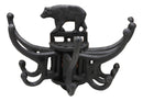 Ebros Cast Iron Rustic Forest Black Bear Free Spinning Wall Hanging Coat Hooks 9"Wide