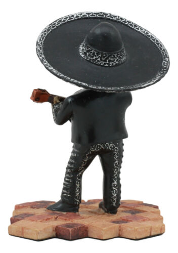 Traditional Folk Mariachi Band Black Skeleton Guitarist Statue Day Of The Dead