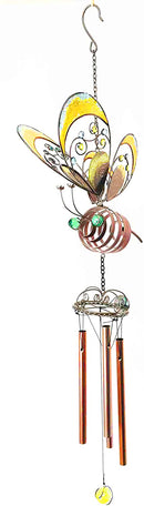 Beautiful Butterfly Mariposa Glass Gem Resonant Copper Wind Chime Garden Patio