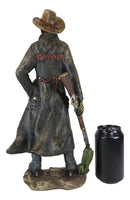 Western Cowboy Sheriff In US Marshall Long Coat Holding Shotgun Rifle Figurine