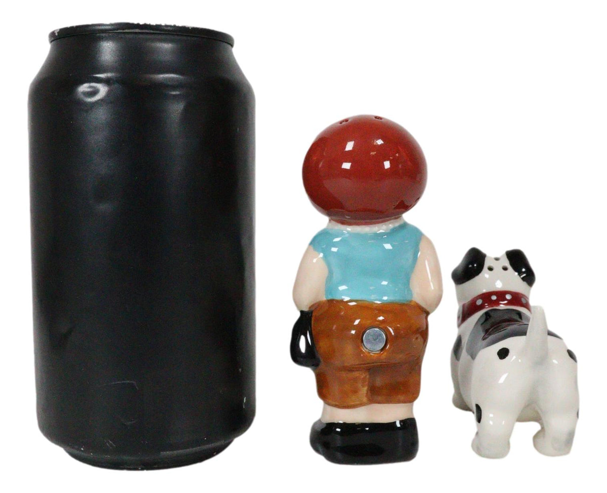Ouch! Lady And The Tramp Dog Kissing Magnetic Ceramic Salt Pepper Shakers Set - Ebros Gift