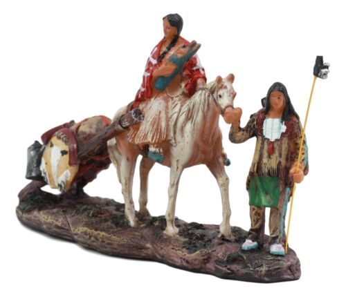 Native American Indian Aborigine Family Unit Pilgrimage With Horse Figurine