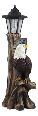 Ebros 'Home of The Brave' Patriotic Eagle Night Light Statue Solar LED Lantern
