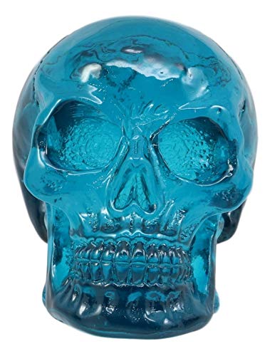 Set Of 4 Blue Translucent Witching Hour Gazing Skull Acrylic Miniature Figurines