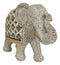 Silver Grey Accent Mosaic Design Noble Elephant With Trunk Up Statue 9"L Decor
