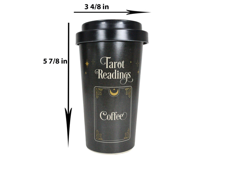 Wicca Psychic Tarot Readings Coffee Card Bamboo Travel Mug Cup W/ Lid And Sleeve