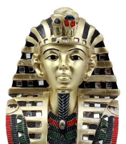 Golden Mask of King Tut Statue 8"H Egyptian Pharaoh Vulture and Cobra Crown Bust - Ebros Gift