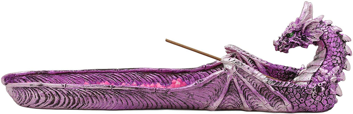 Ebros Magenta Sunset Dragon Guarding Pink Crystal River Incense Burner Holder