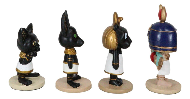 Ebros Gift Dollhouse Miniature Set of 4 Weegyptians Isis Bastet Anubis Sekhmet Egyptian Deities Figurine Collectible Set of 4