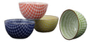 Ebros Gift Made In Japan Assorted Colorful Porcelain Bowls Set of 4 Rice Salad Miso Soup Ice Cream Appetizer Bowl 5"Dia Japanese Aesthetic Geometry Decor Meal Dining Bowls