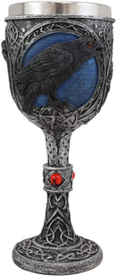 Ebros Moonlight Raven Crow With Celtic Tribal Tattoo Wine Goblet Chalice 7.25"H