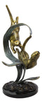 Ebros Solid Brass Large Nautical Pacific Ocean 2 Sea Otters Swimming By Giant Seaweeds Kelp Forest Statue On Marble Base 19"Tall Museum Gallery Quality Marine Weasel Otter Figurine Coastal Decorative