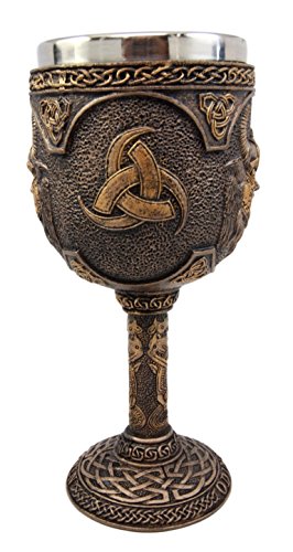 Ebros Norse Mythology Viking Alfather Odin God Of Asgard 7oz Resin Wine Goblet Chalice With Stainless Steel Liner Asgardian Ruler Thor Loki Frigga Royal Gods Family Celtic Knotwork Base