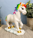 Ebros Beautiful Rainbow Mane Gold Horn Unicorn Mare Horse Walking On Clouds Figurine