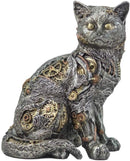 Ebros Steampunk Cyborg Cat with Clockwork Gears Nuts and Bolts Statue 8" Tall