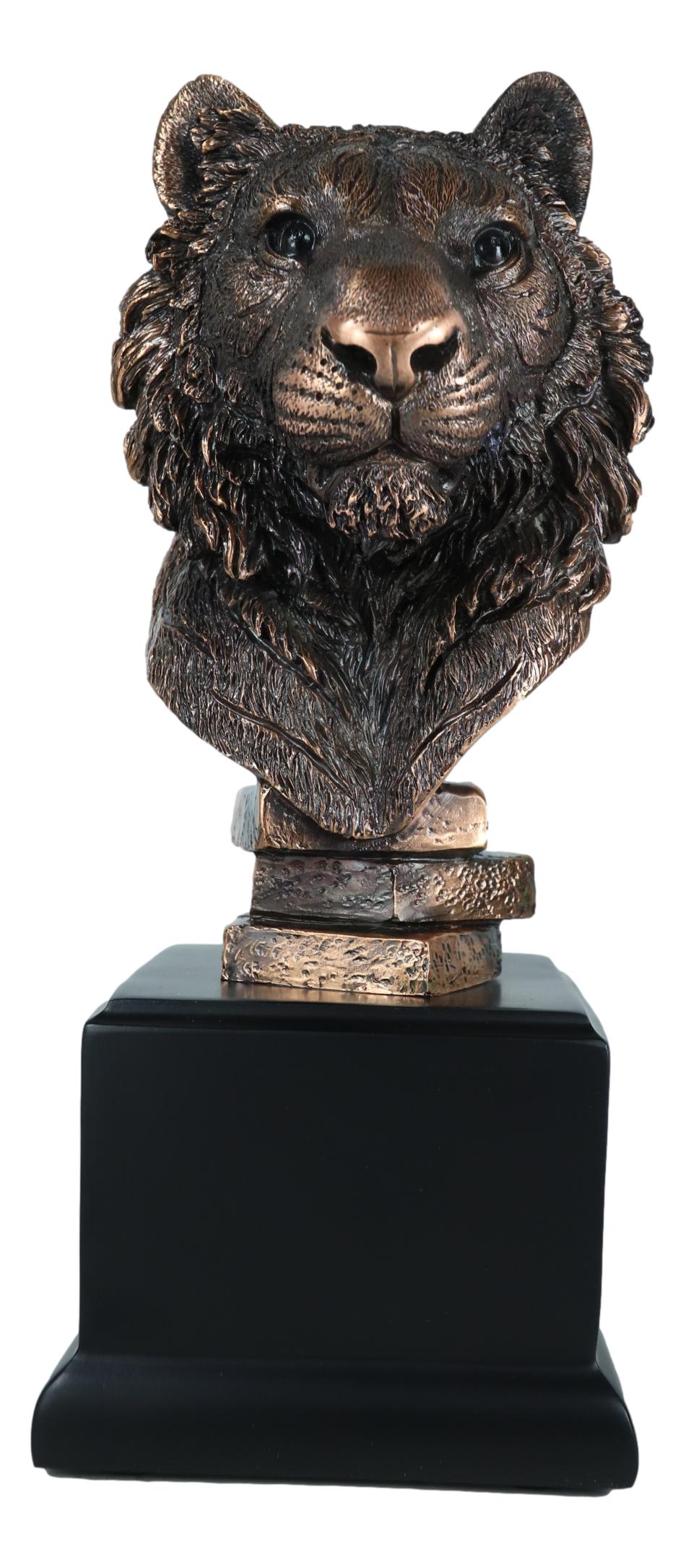 Jungle Wildlife Apex Predator Bengal Tiger Bust Sculpture 9"H With Trophy Base