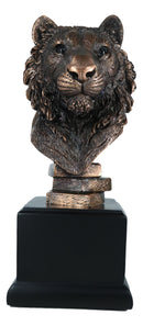 Jungle Wildlife Apex Predator Bengal Tiger Bust Sculpture 9"H With Trophy Base