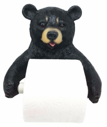 Black Bear Toilet Paper and Hand Towel Holder Set Whimsical Bear Bathroom Decors
