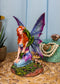 Fantasy Purple Butterfly Winged Red Hair Fairy with Green Pet Dragon Figurine