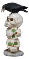 Ebros Gothic Raven Crow Bird Perching On Totem Stacked Skulls With LED Light Statue