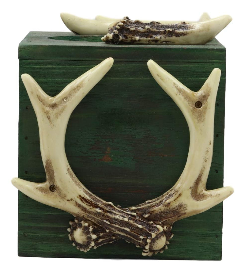 Ebros Wildlife Buck Elk Deer Trophy Antlers Tissue Box Cover Sculpture 6.25"H